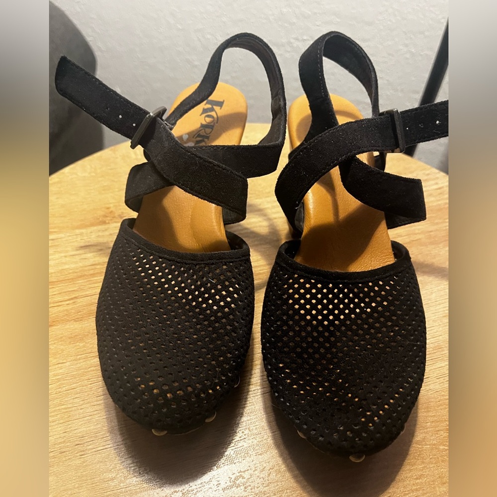 Korks Kork-Ease Mary Jane Black Mules Clogs Sz 7